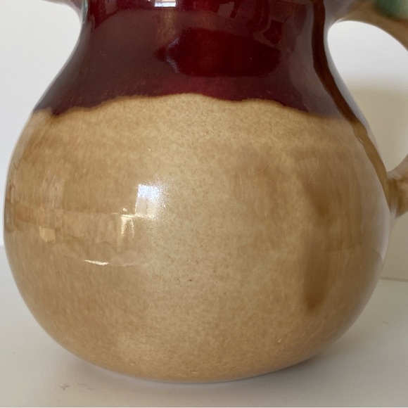 Art Pottery Pitcher Dan Lasser Signed Vermont Glaze Red Tulip 6.25” Green Beige - Picture 16 of 16